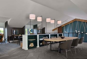 Resident clubhouse with coworking spaces